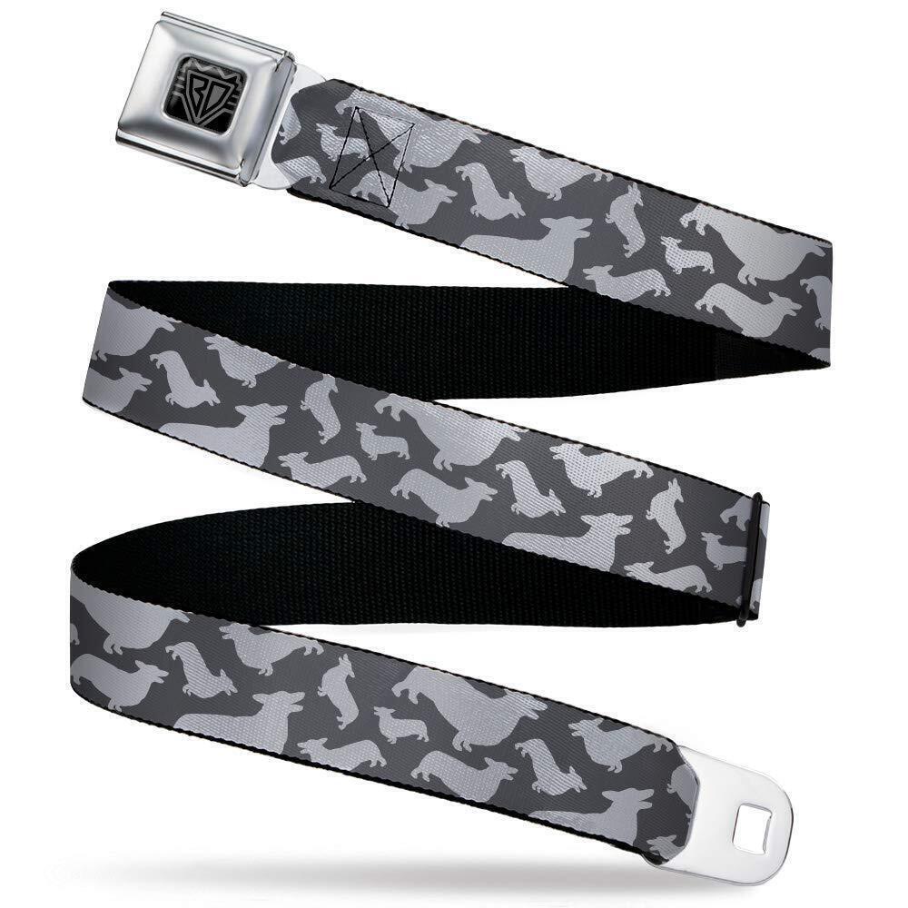 2563 Seatbelt Belt Corgi Kids, Silhouette Poses Grays, 1.0" Wide-20-36